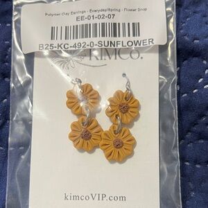 Sunflower Drop Earrings - Yellow